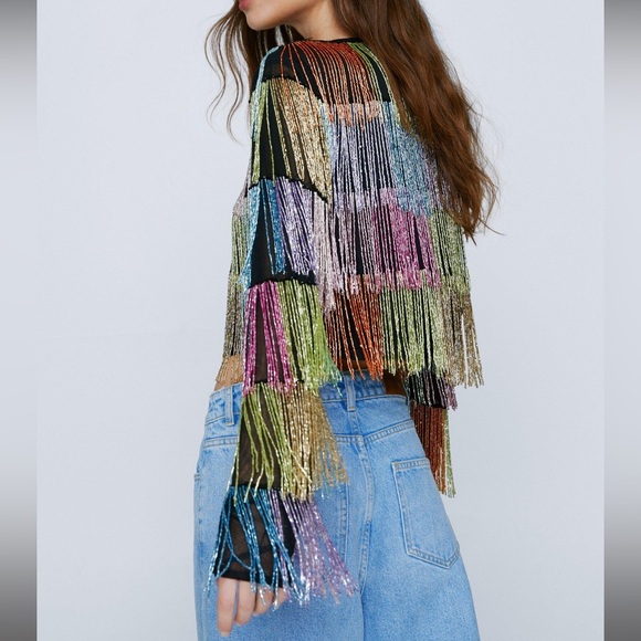 Nasty Gal Multi Color Patchwork Beaded Jacket - Taylor Swift Eras Tour Jacket - Picture 2 of 7